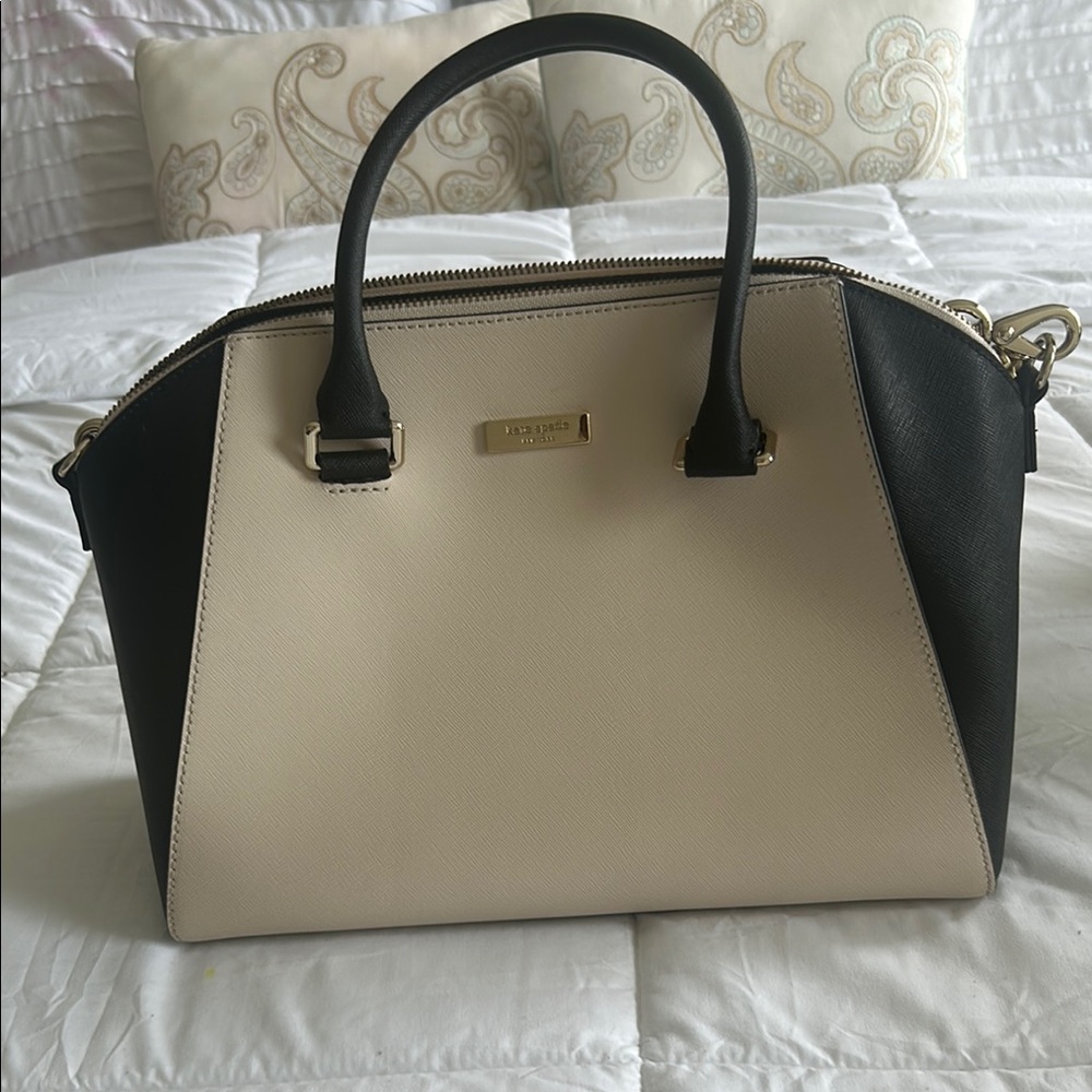 Kate Spade Elegant Black and Cream Satchel